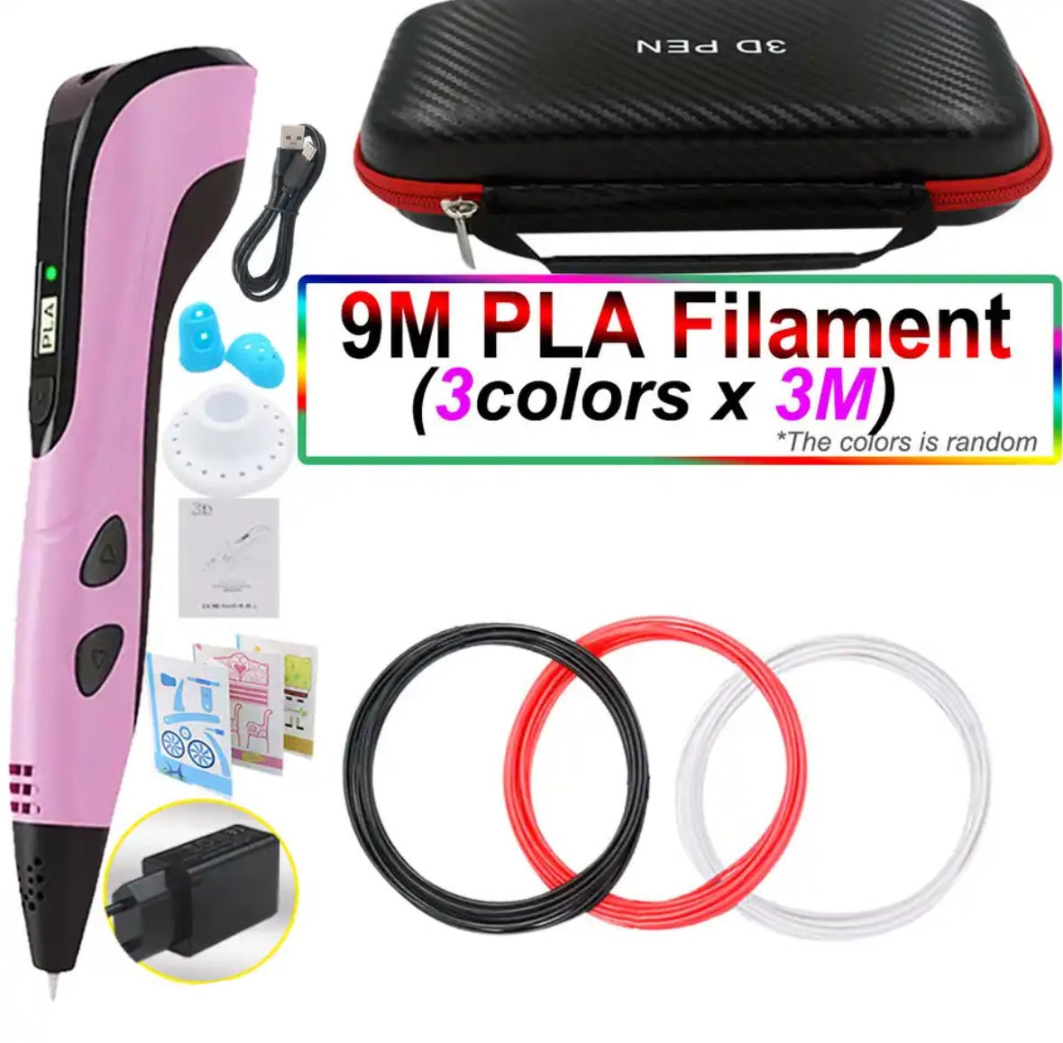 Stylo 3D avec écran LED et filament PLA - Pink