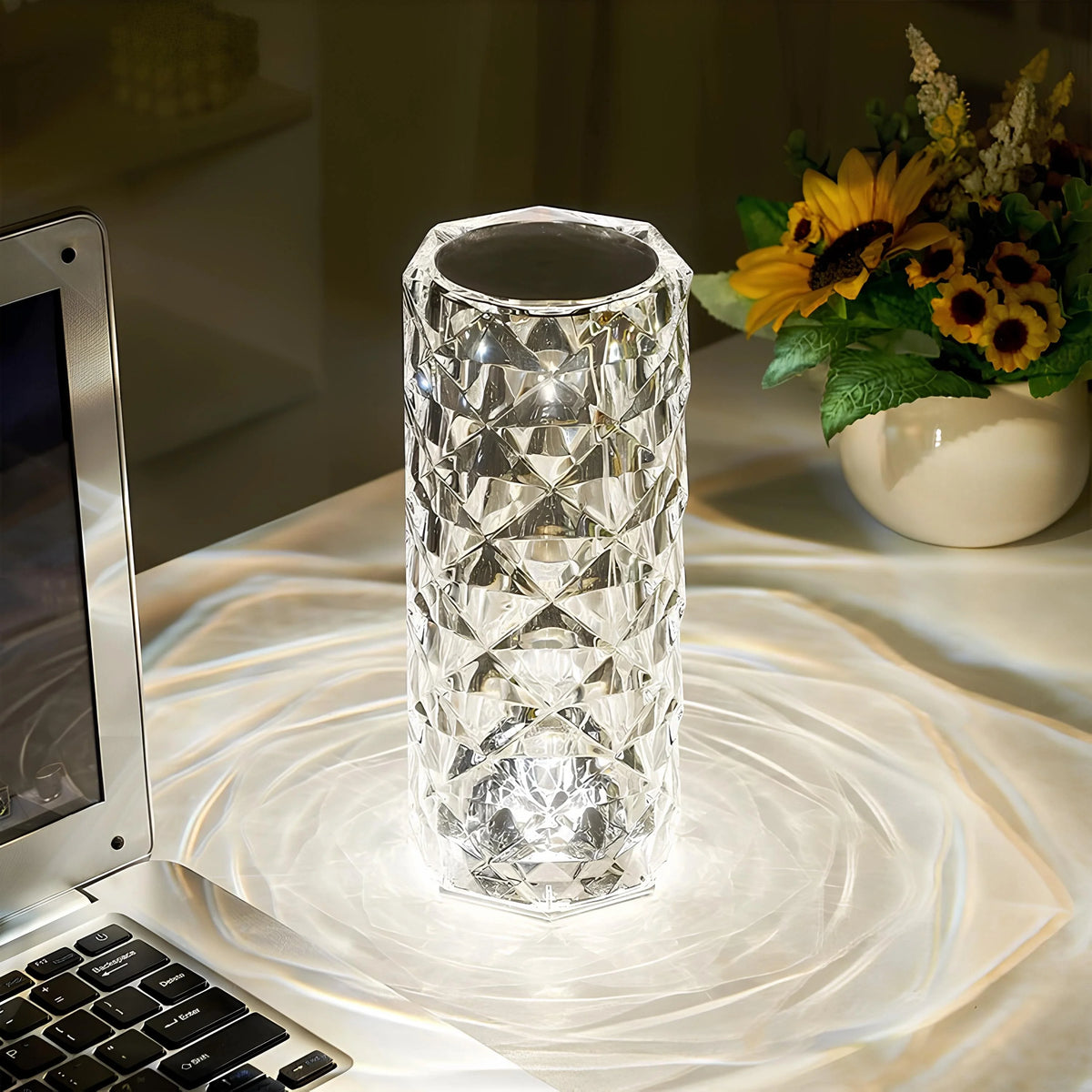 Lampe de table effet cristal, 16 couleurs, rechargeable