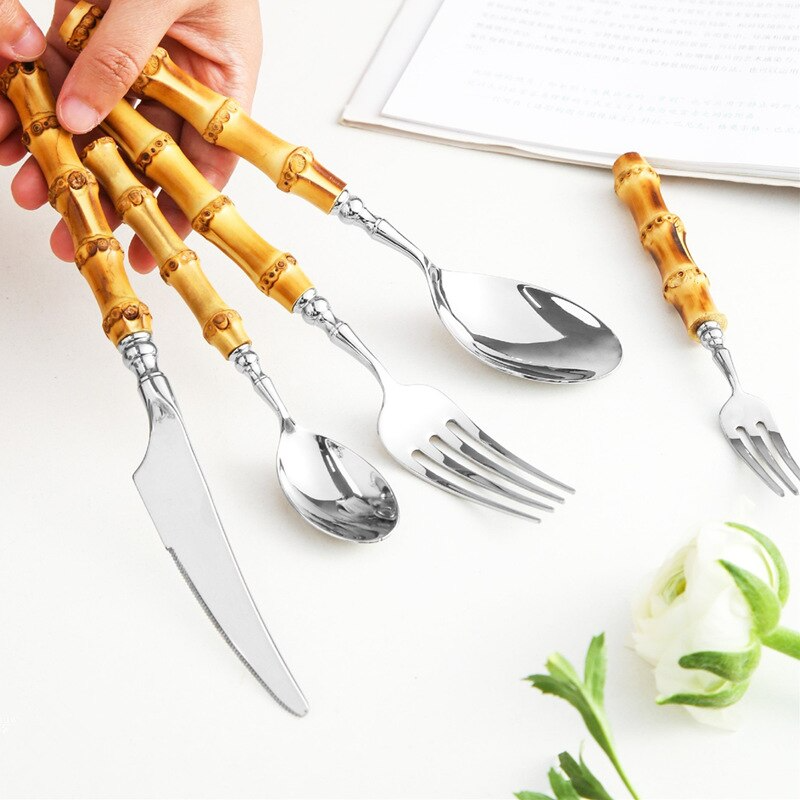 Ménagère bambou et inox 18/10, 20, 30 ou 60 pièces