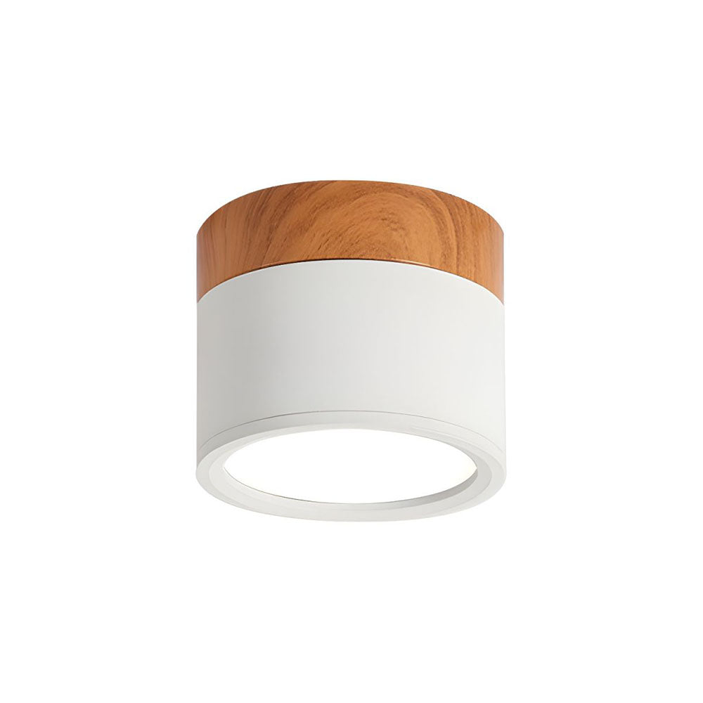 Plafonnier Cylindrique en Aluminium et Bois