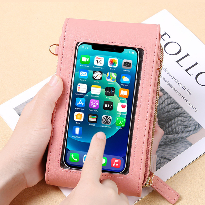 Crossbody Phone Bag with Touchscreen Window