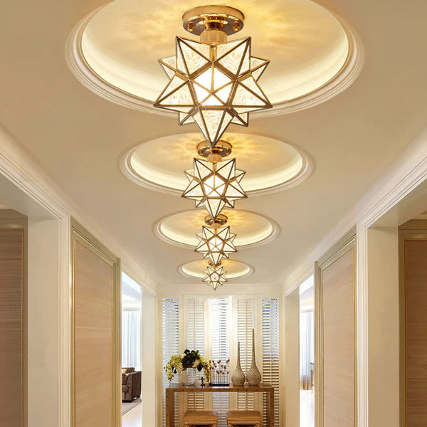Compact Star-Shaped Ceiling Light, E27 Socket