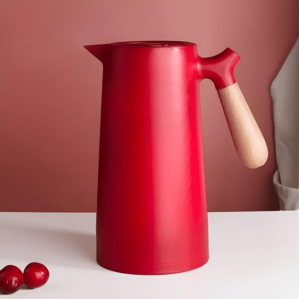 Carafe isotherme 1 L en inox avec poignée en bois