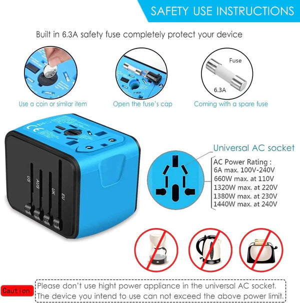 Adaptateur voyage universel multi-ports mondial