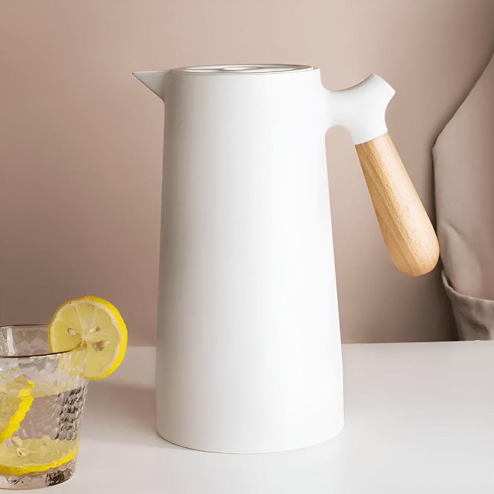 Carafe isotherme 1 L en inox avec poignée en bois