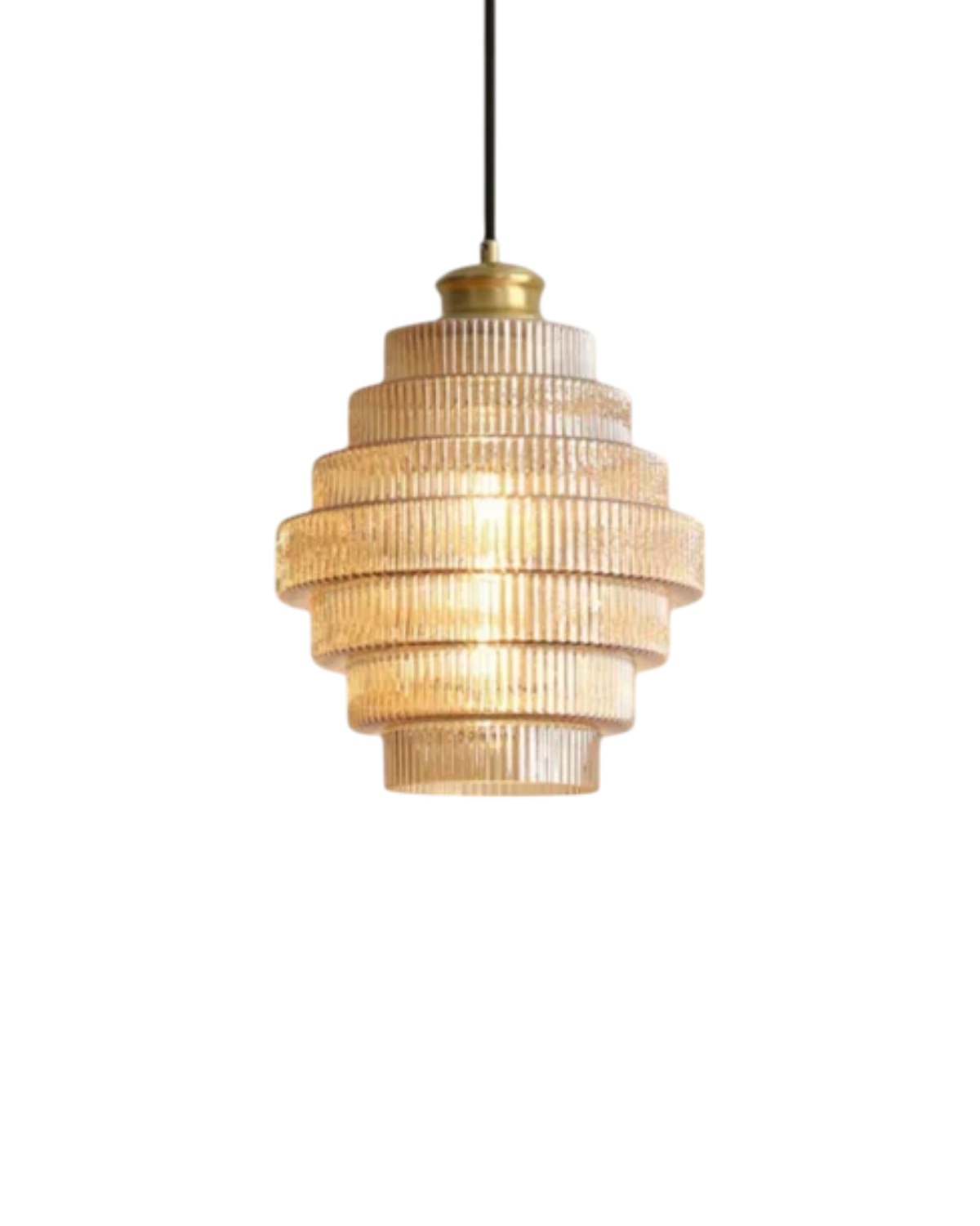 Suspension à panneaux de verre étagés, touche dorée