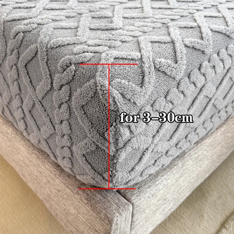 Thick Plush Velvet Fitted Sheet, 25 cm Deep Pocket