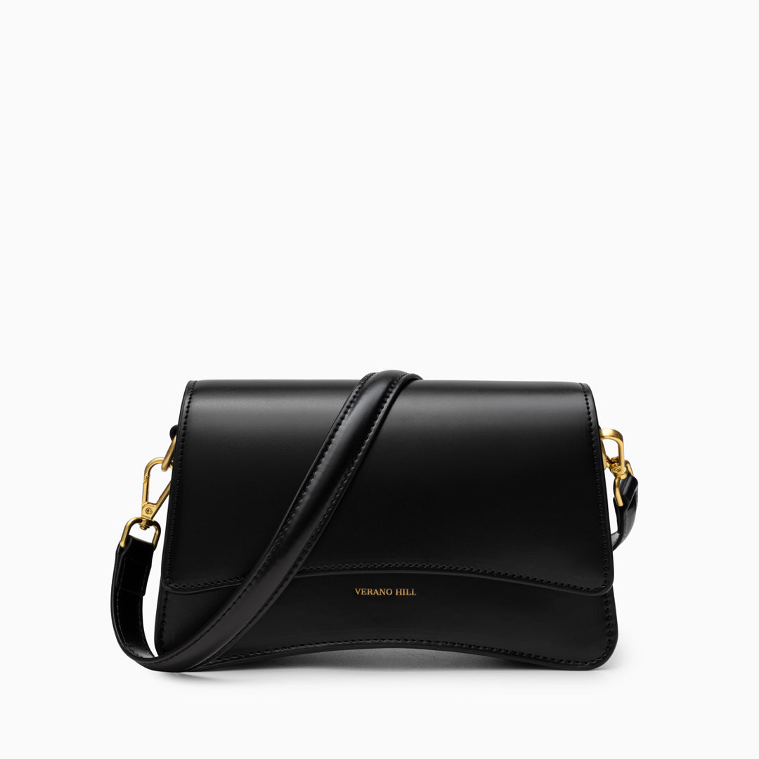Glossy Genuine Leather Shoulder Bag
