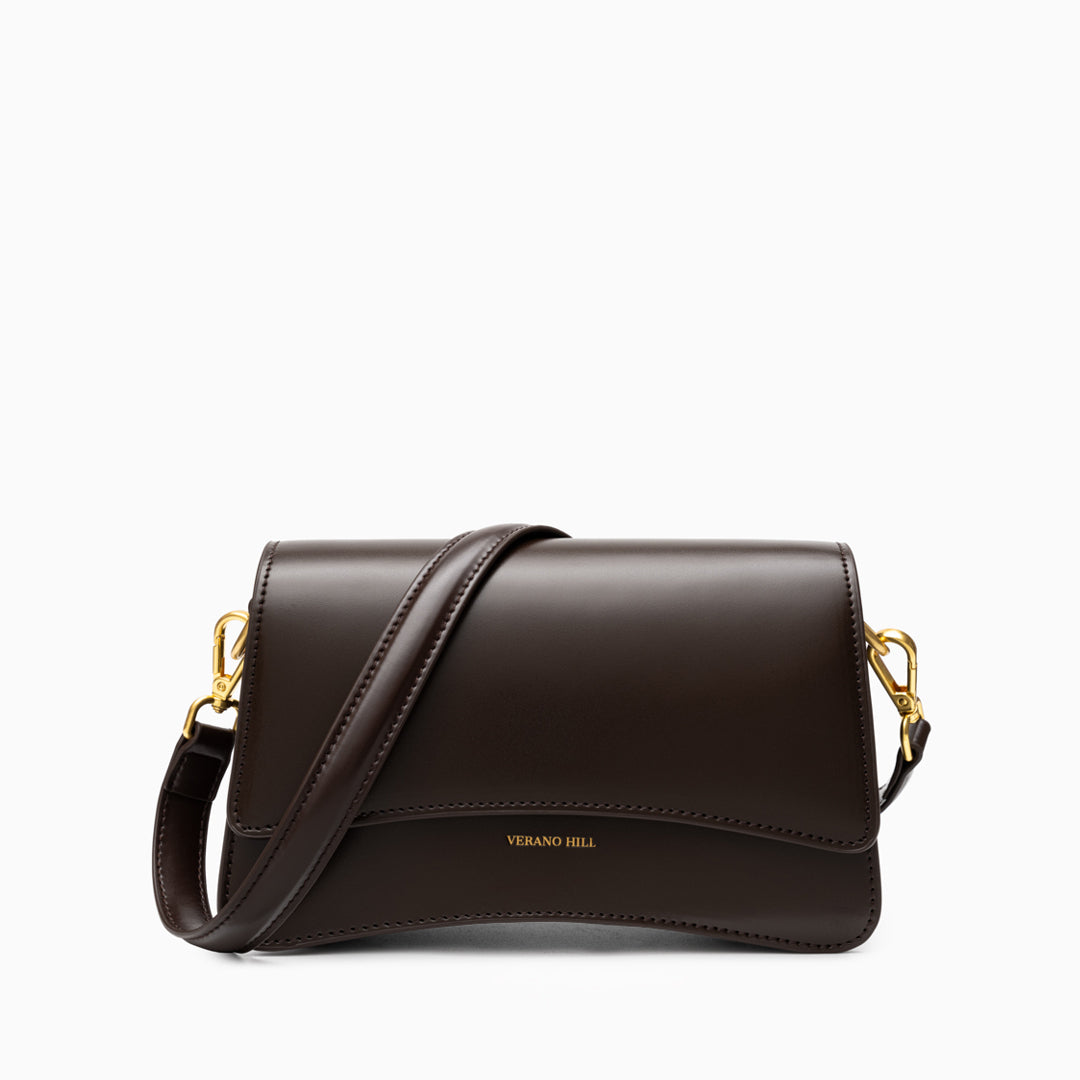 Glossy Genuine Leather Shoulder Bag
