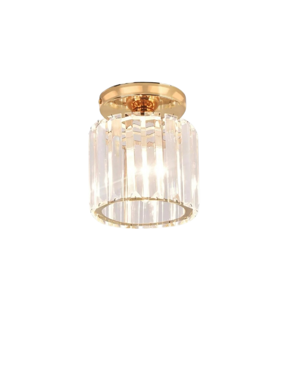 Plafonnier en verre facetté, base noir mat ou dorée