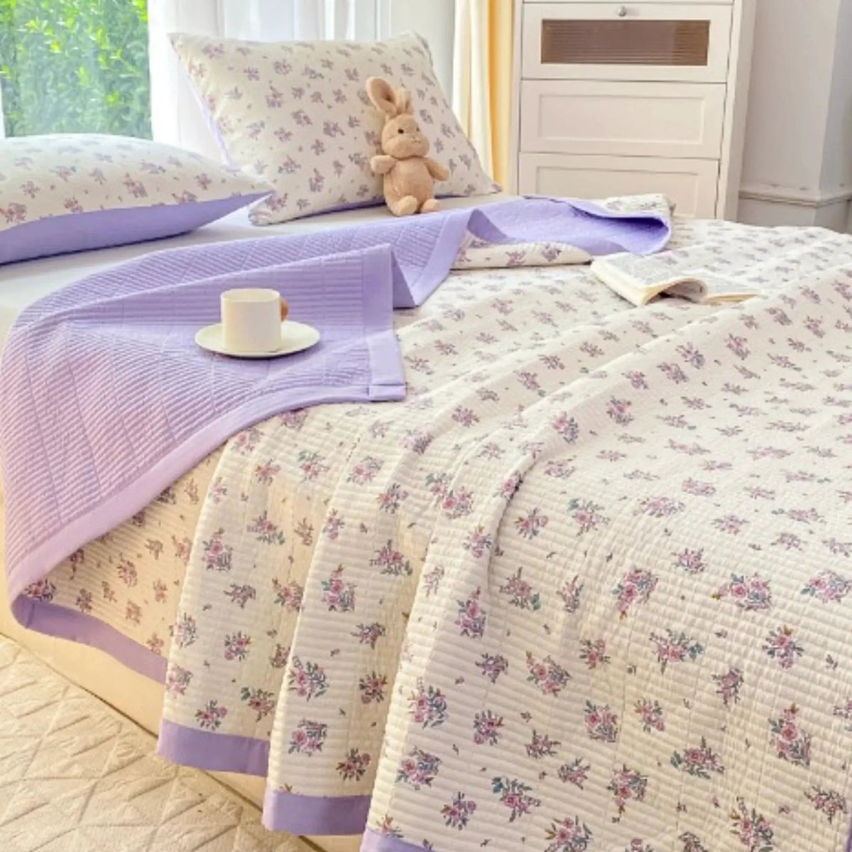 Floral Microfibre Bedding Set, 3 Pieces