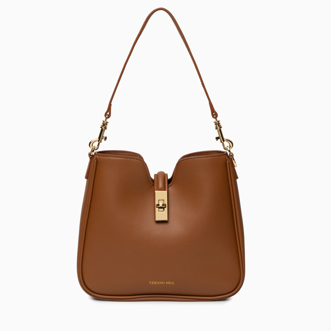Sac épaule carré en cuir à rabat et boucle
