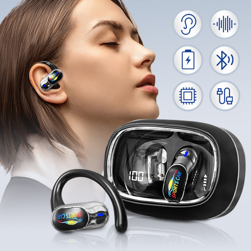 Open-Ear Bluetooth Hook Earbuds, LED Display Case