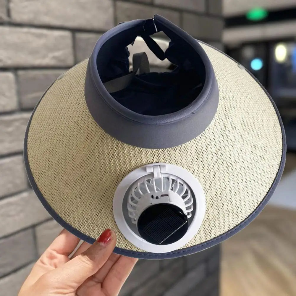 Wide-Brim Sun Hat with Solar Fan