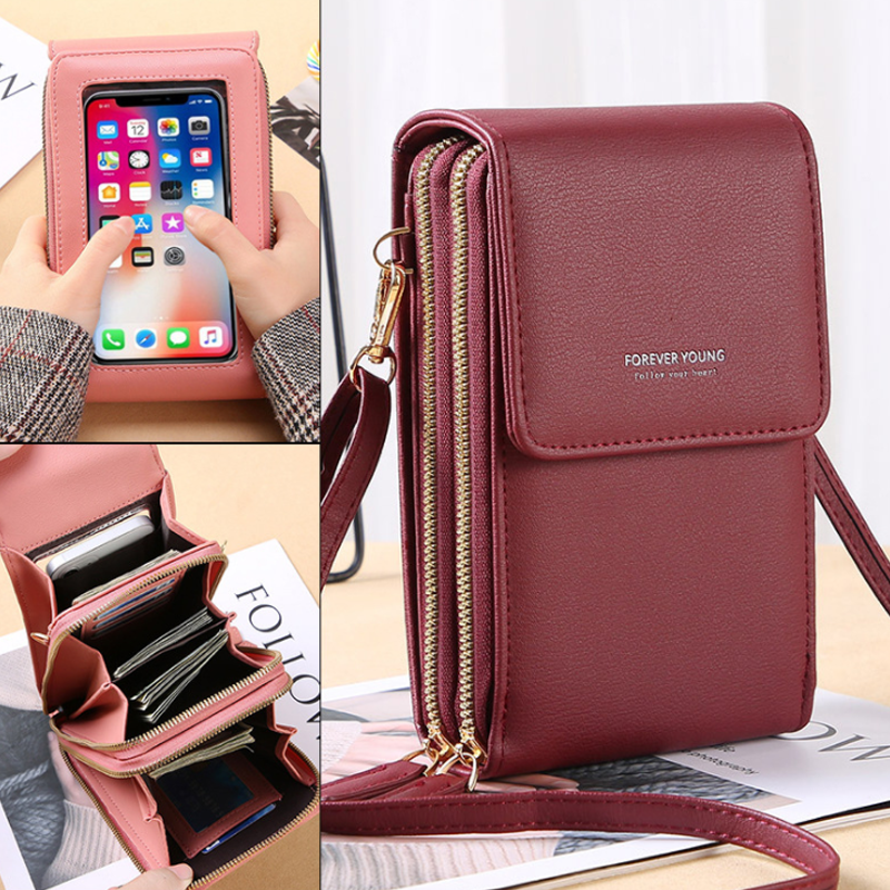 Crossbody Phone Bag with Touchscreen Window