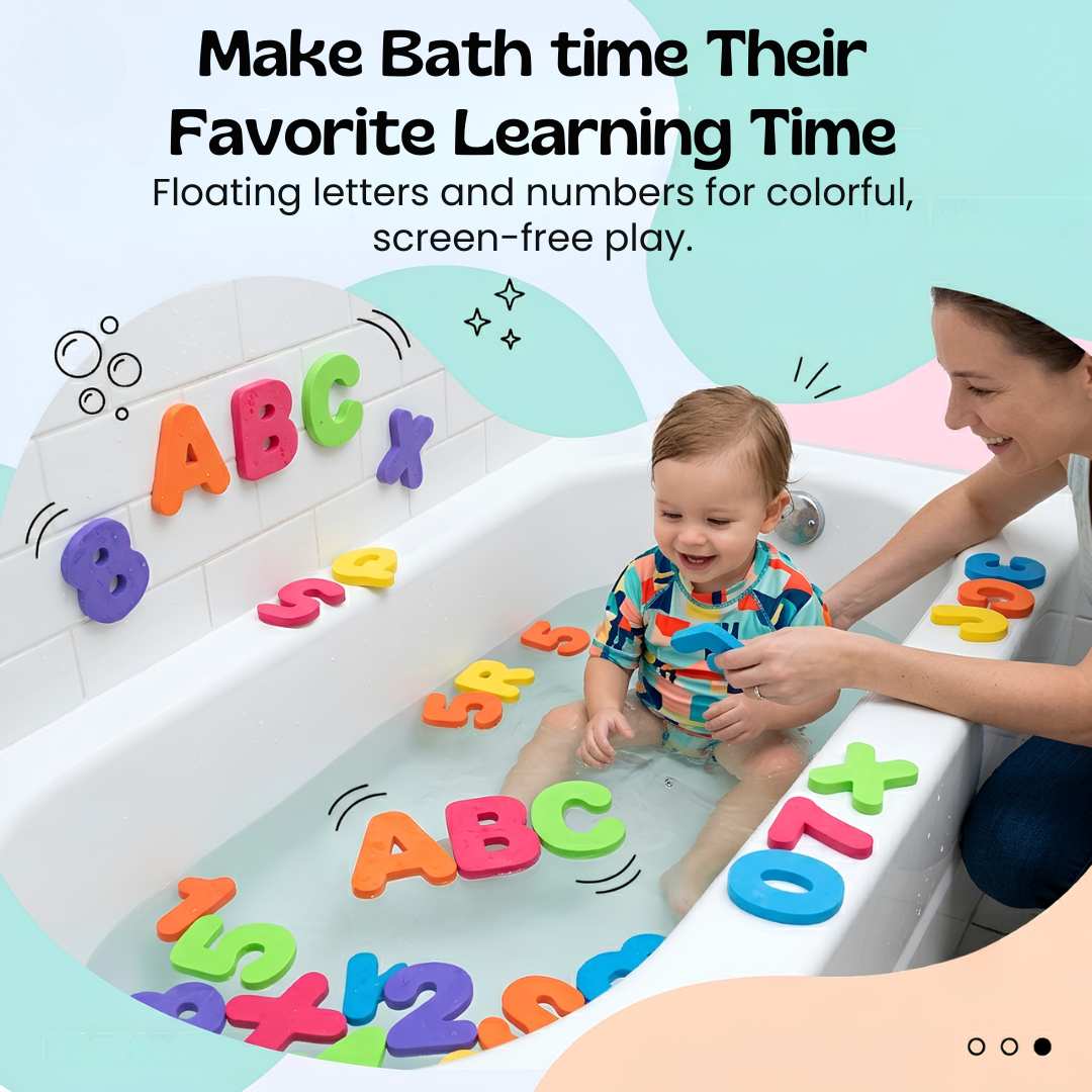 Lettres et chiffres en mousse pour le bain, 36 pièces