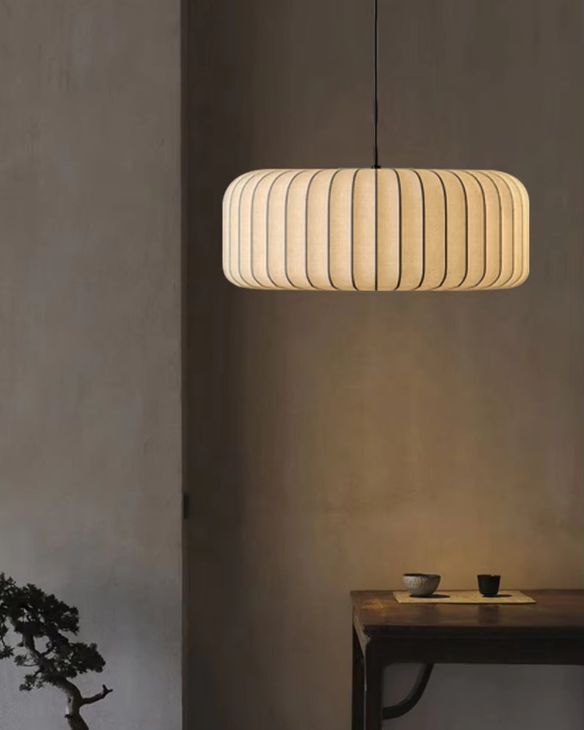 Suspension abat-jour en tissu fait main, minimaliste