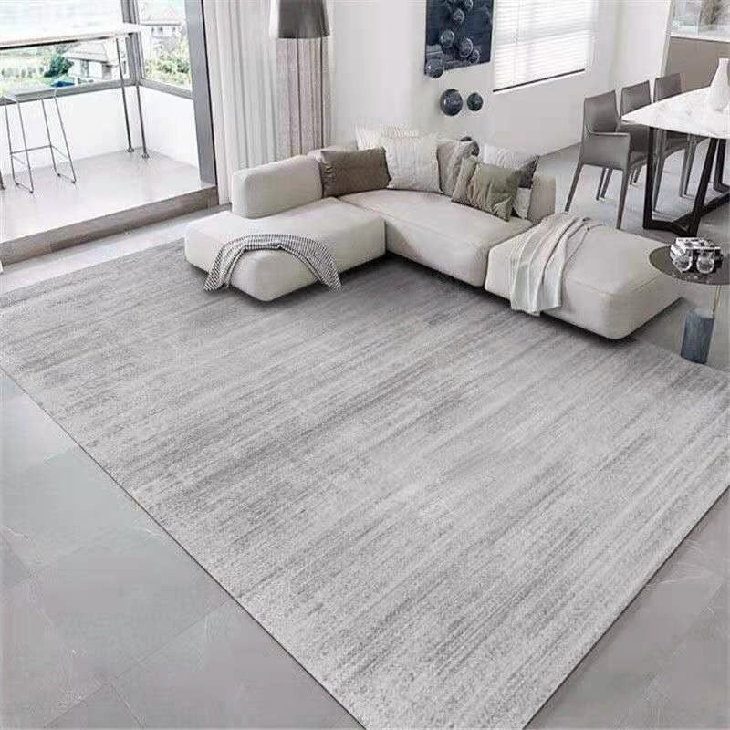 Très grand tapis gris effet laine, 400 x 200 cm