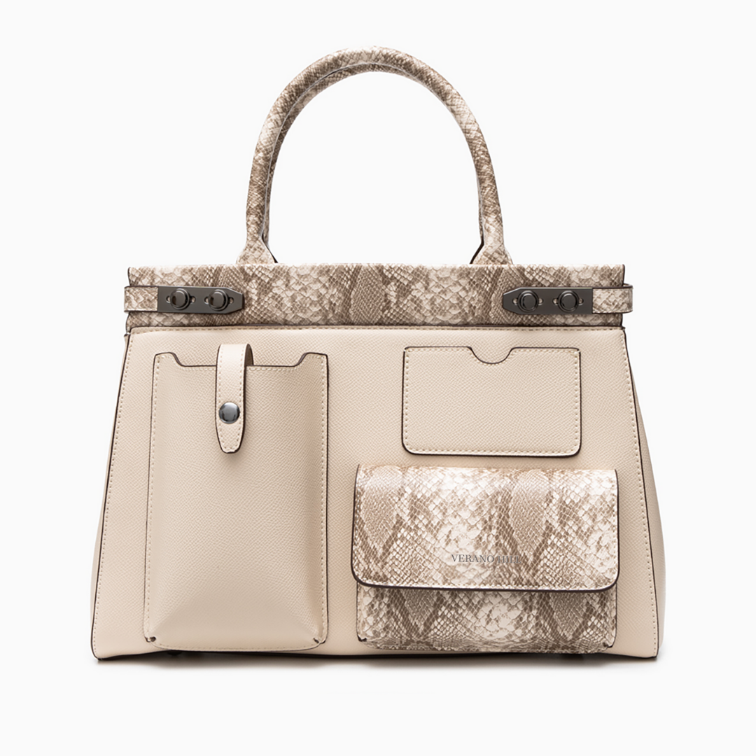 Sac cabas structuré en similicuir à poches avant