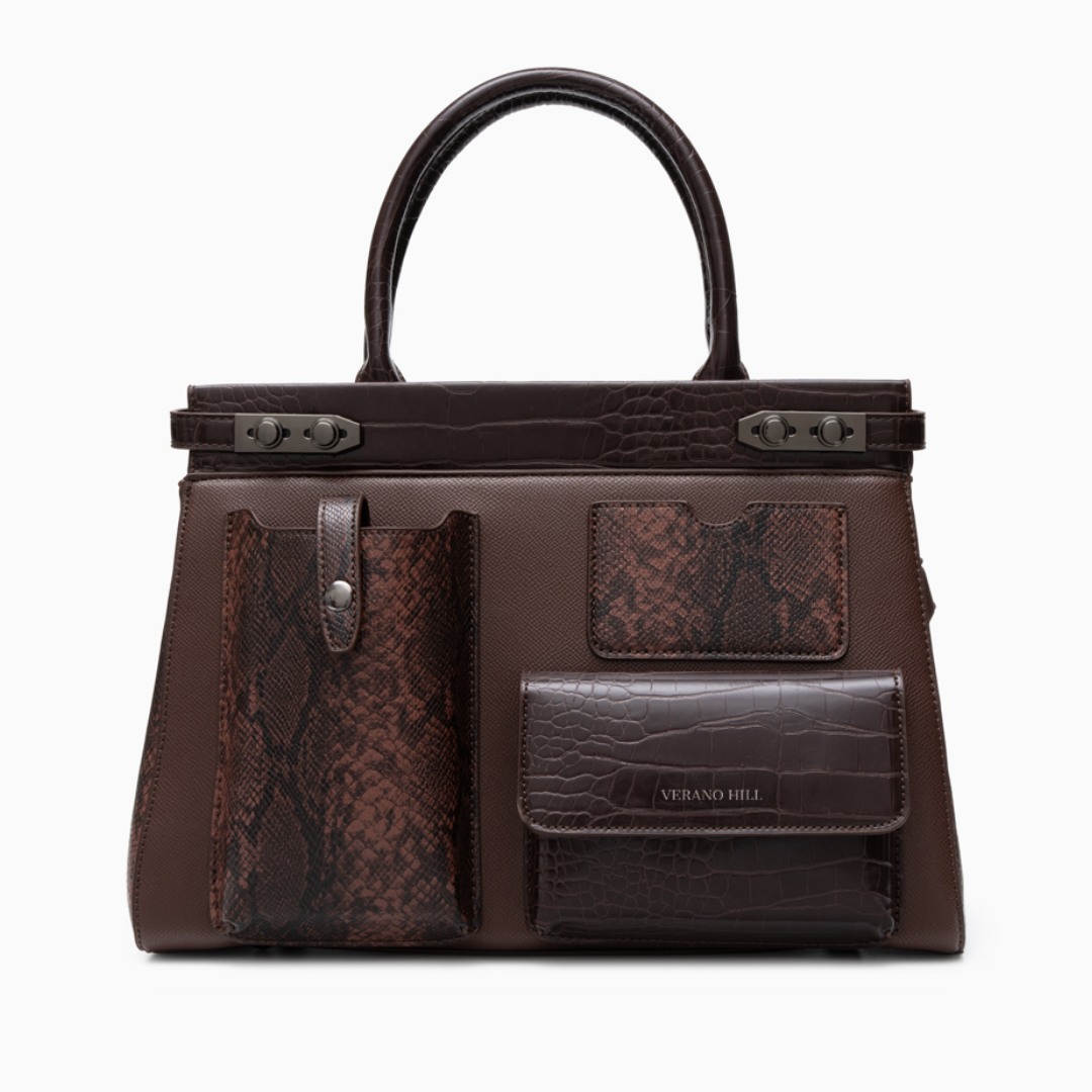 Sac cabas structuré en similicuir à poches avant