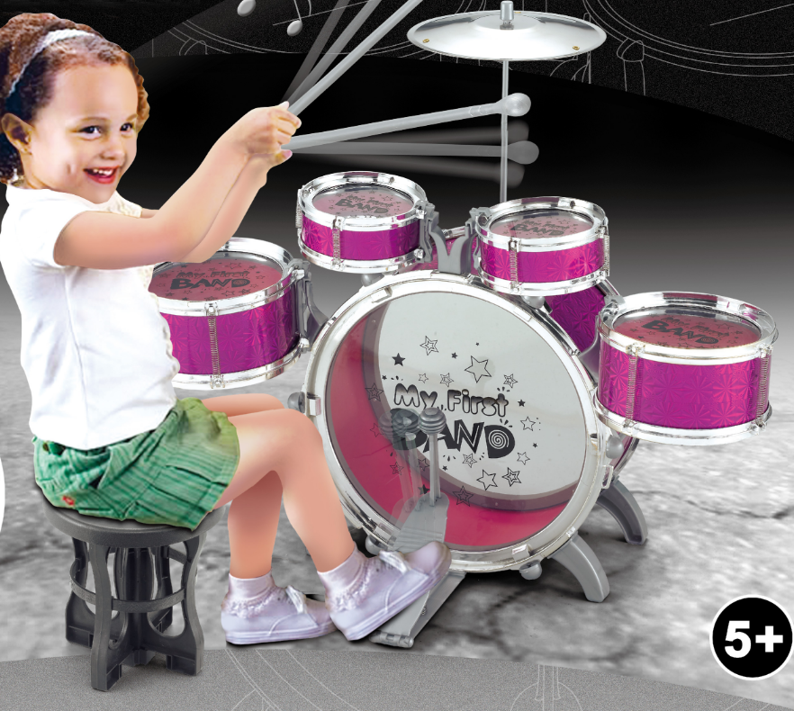 Children's Jazz Drum Set, 6 Pieces, Purple