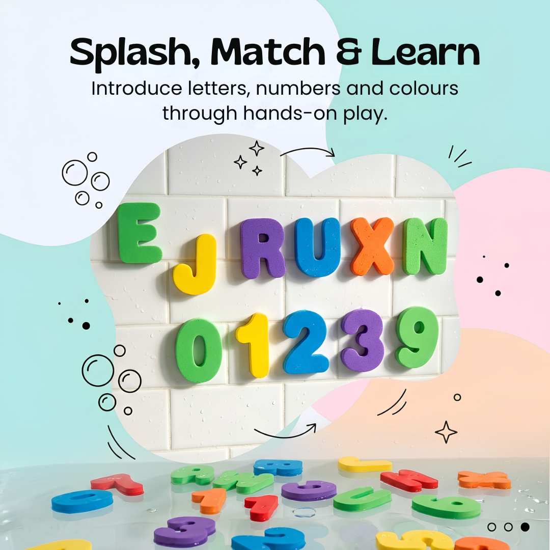 Lettres et chiffres en mousse pour le bain, 36 pièces