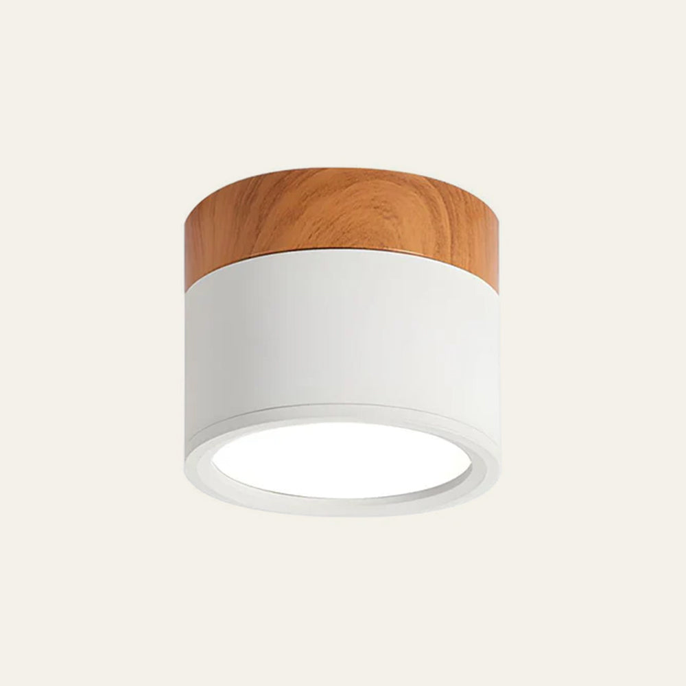Plafonnier Cylindrique en Aluminium et Bois