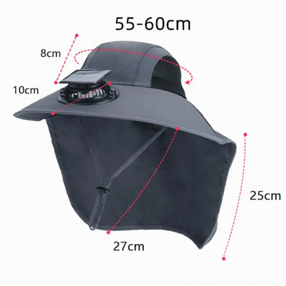 Chapeau Ventilateur Solaire Anti-UV à Large Bord