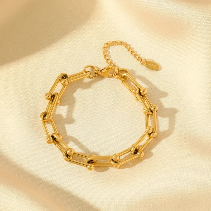 Parure collier et bracelet à maillons dorés
