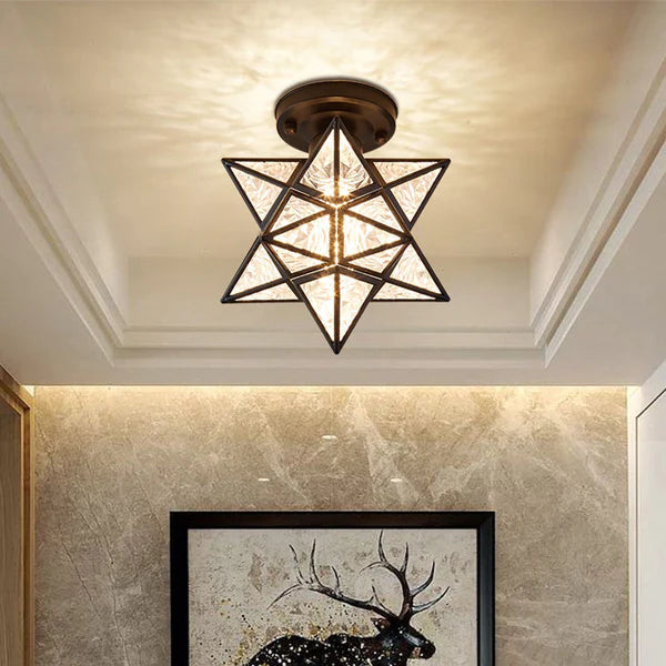 Compact Star-Shaped Ceiling Light, E27 Socket