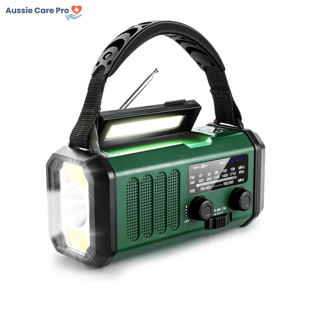 Radio d'Urgence Solaire à Manivelle avec Lampe