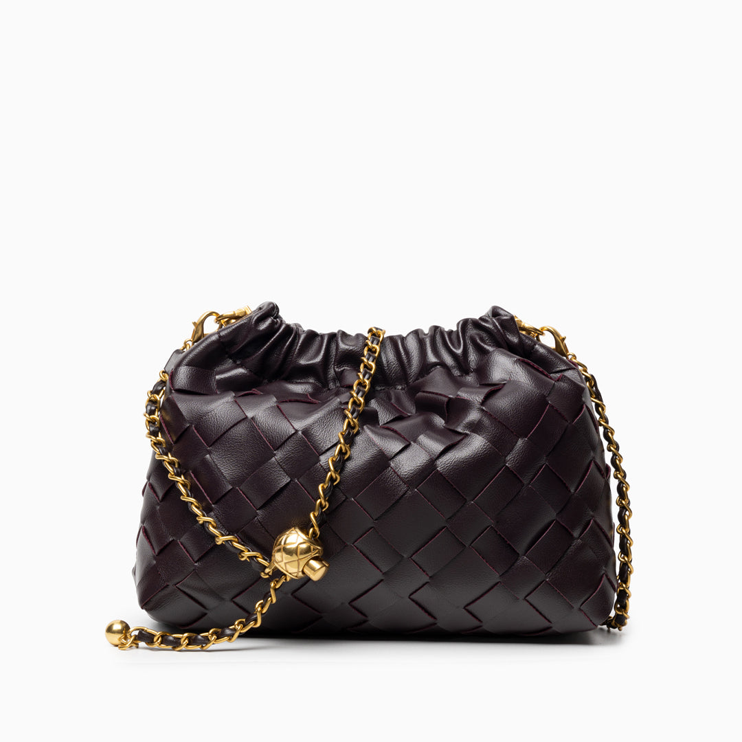 Sac épaule nuage tressé, bandoulière dorée tressée