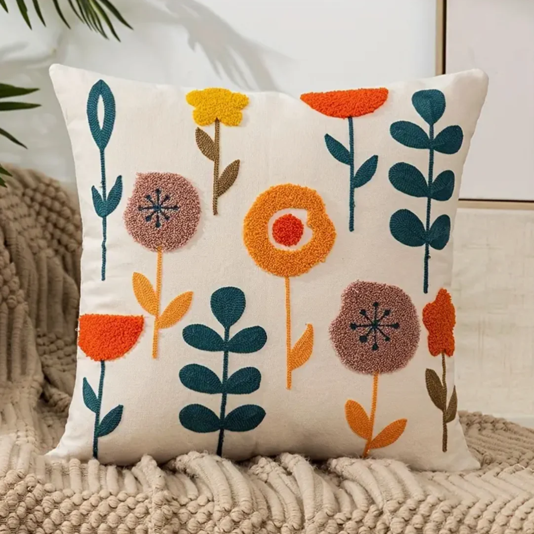 Coussin Décoratif à Imprimé Floral 45 x 45 cm