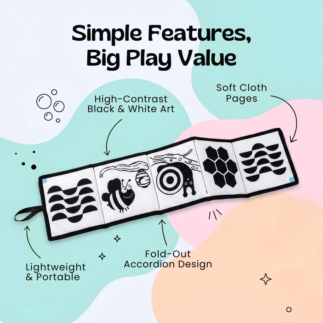 Fabric High-Contrast Baby Book, Black and White