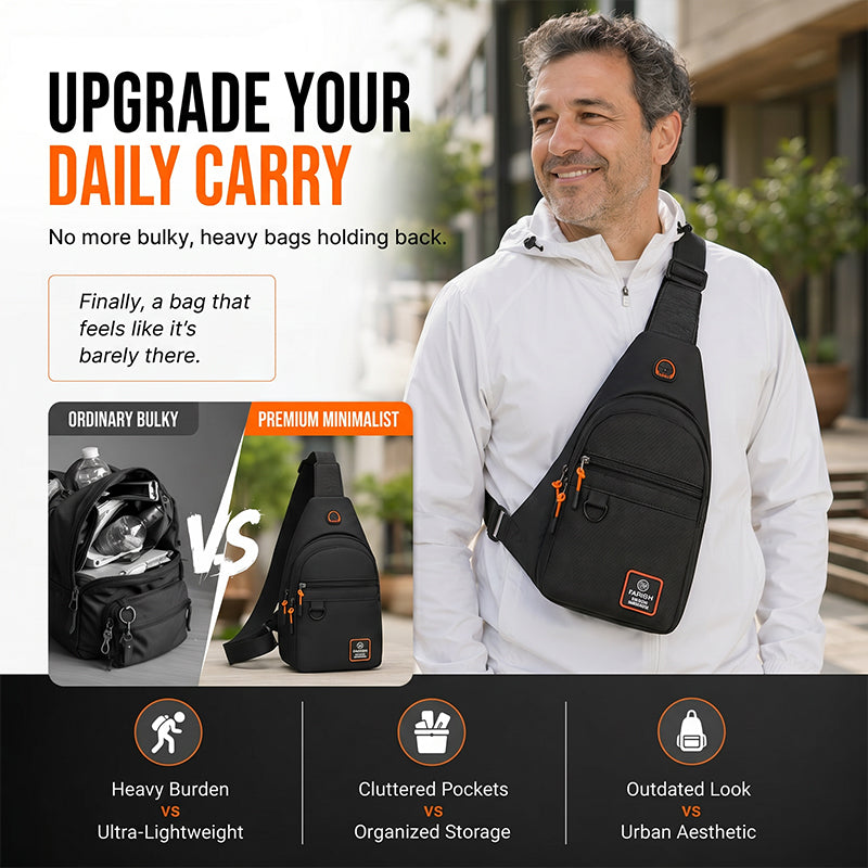 Water-Repellent Oxford Multi-Pocket Sling Bag