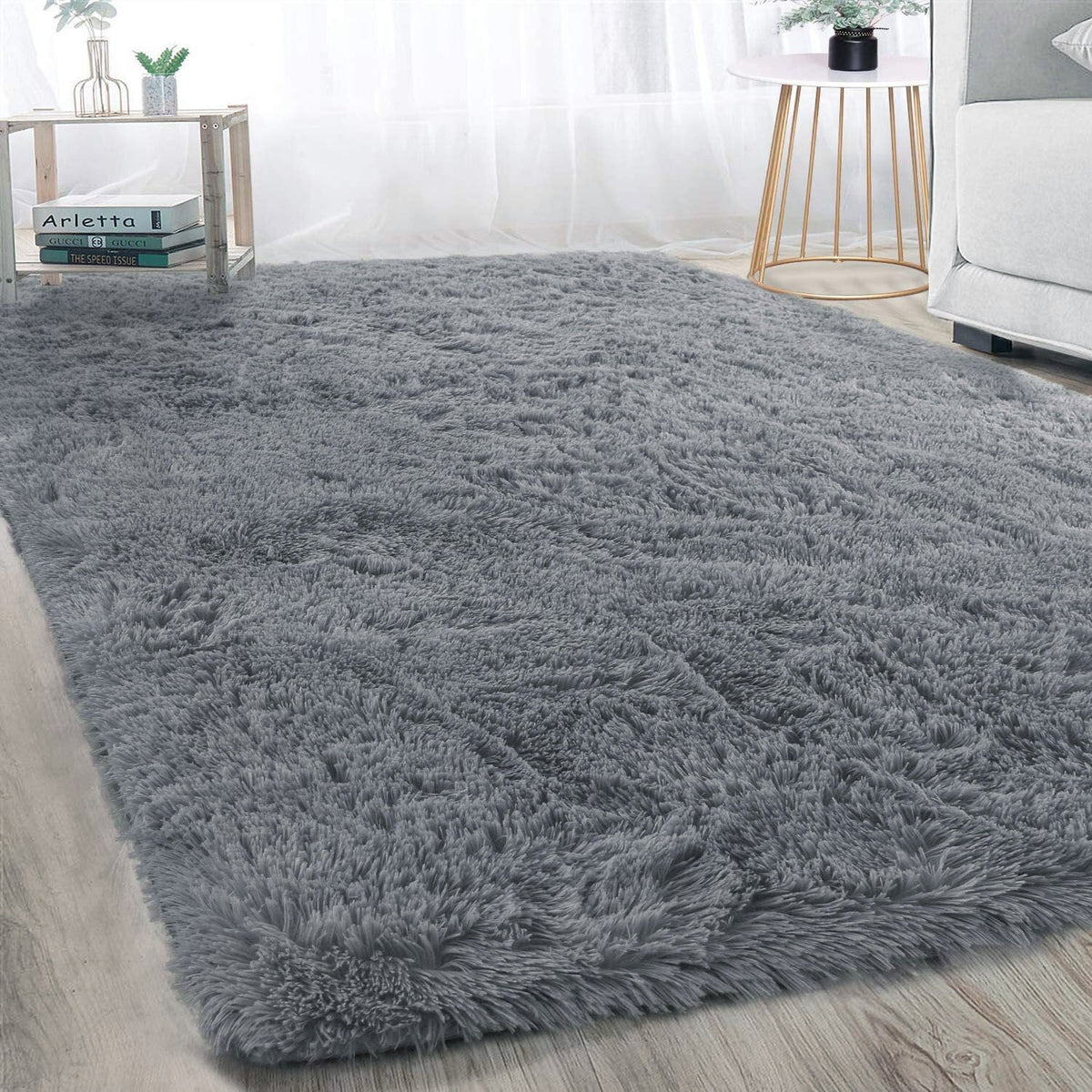 Tapis shaggy doux, gris, 120 x 160 cm