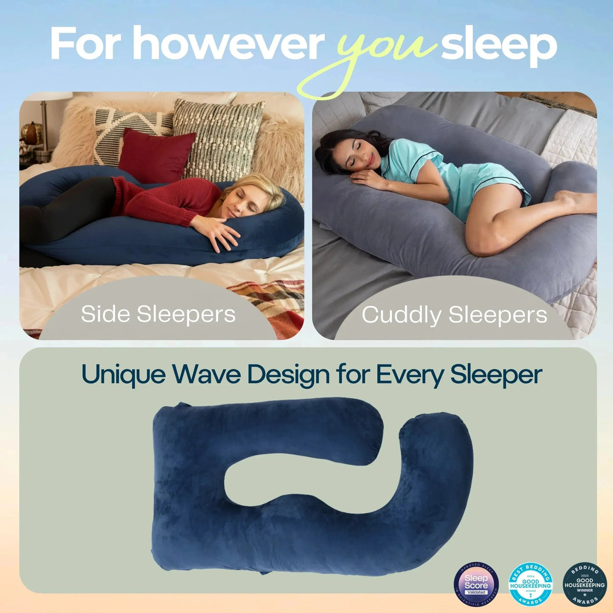 U-Shaped Full Body Pillow, Microfibre Fill