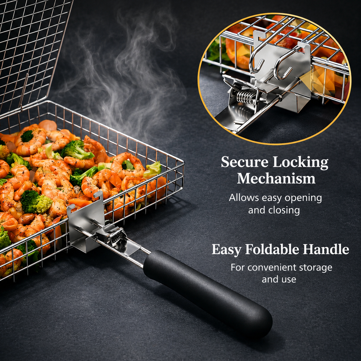 Panier de Grill en Inox pour Poisson et Légumes