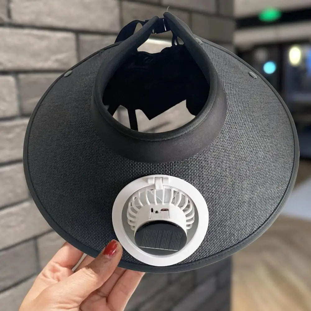 Wide-Brim Sun Hat with Solar Fan