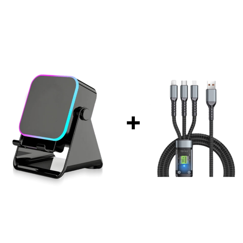 Support téléphone avec enceinte à induction 5 en 1