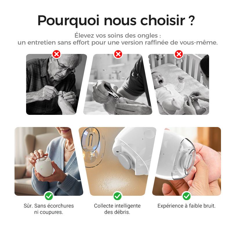 Lime à ongles électrique rechargeable, 3 vitesses