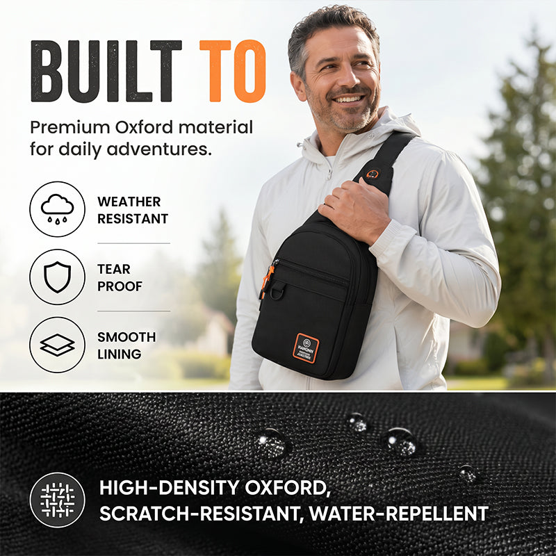 Water-Repellent Oxford Multi-Pocket Sling Bag