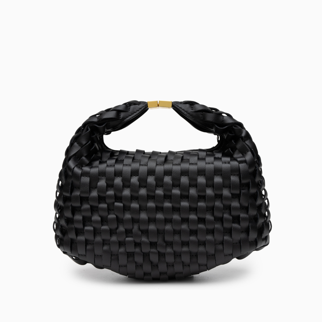 Sac à main en cuir véritable au design entrelacé