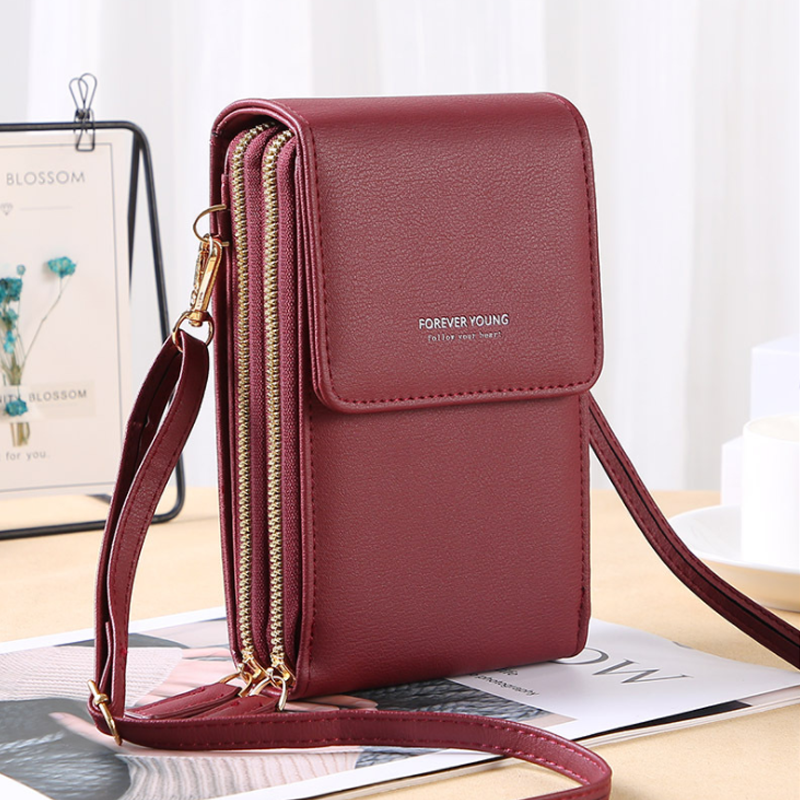 Sac bandoulière pour téléphone avec fenêtre tactile