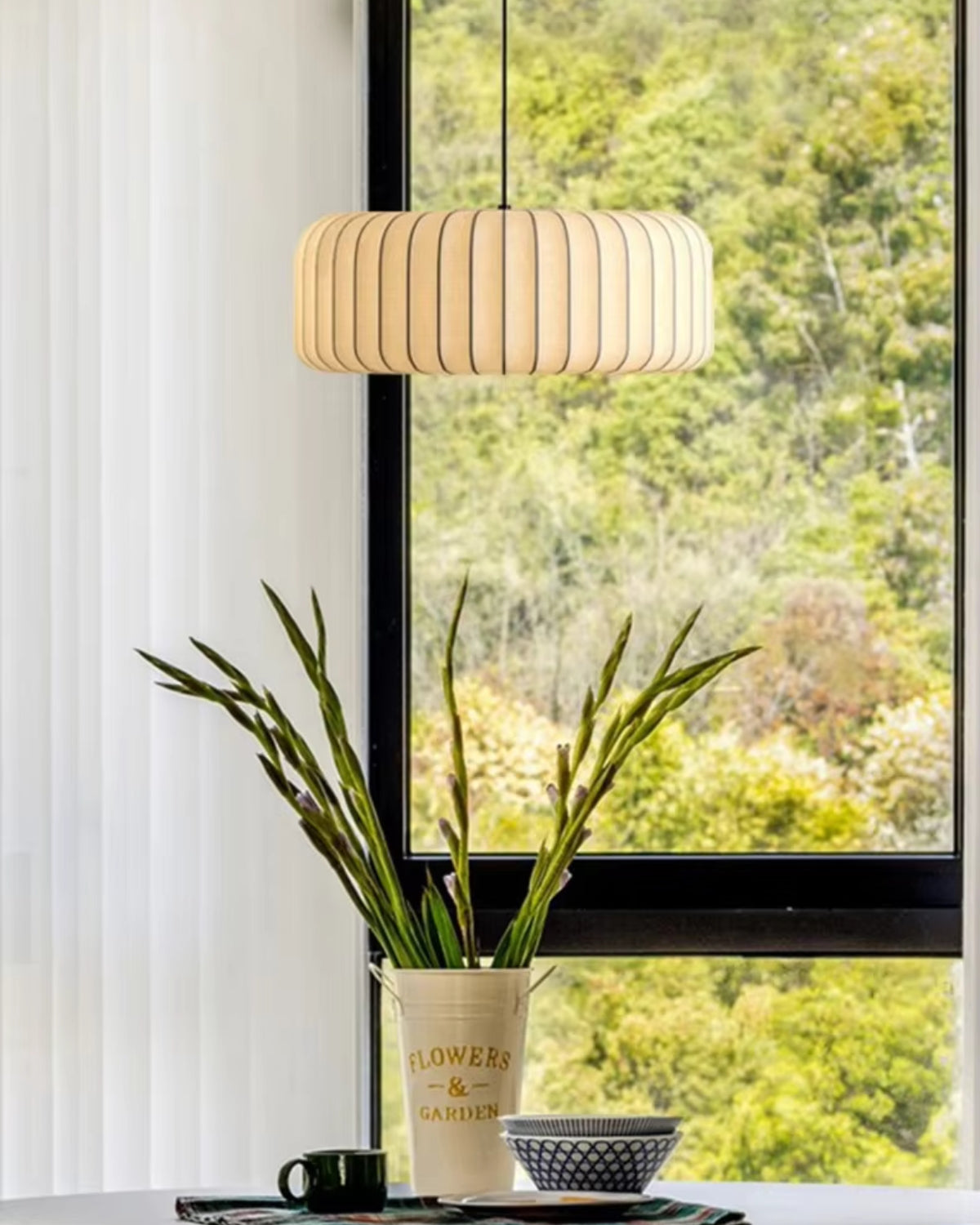 Suspension abat-jour en tissu fait main, minimaliste