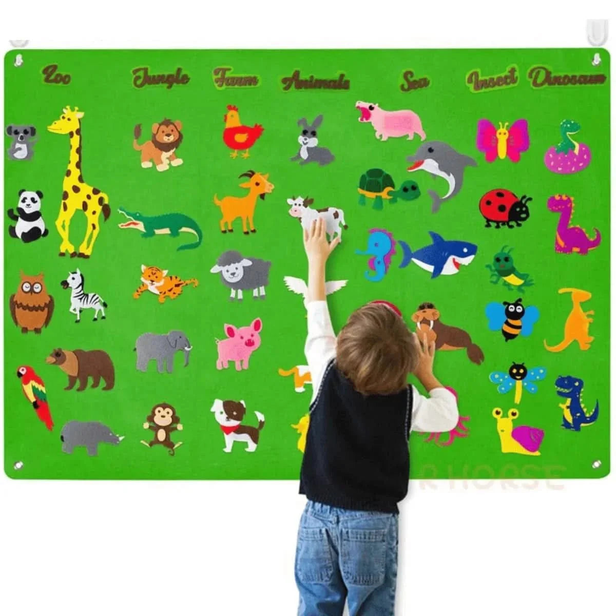 Tableau de feutrine animaux pour apprentissage créatif