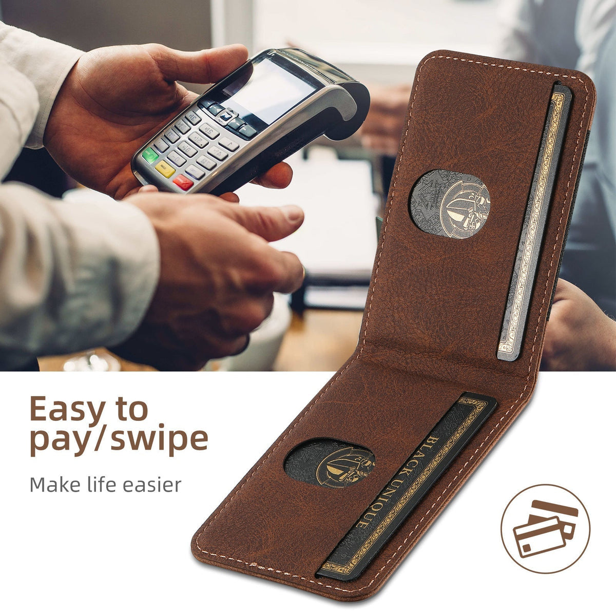 LuxLeather - Coque en Cuir avec Porte-Cartes