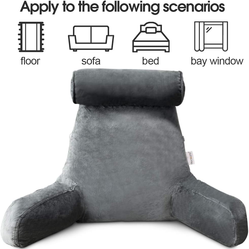 Coussin de lecture avec accoudoirs et poche latérale