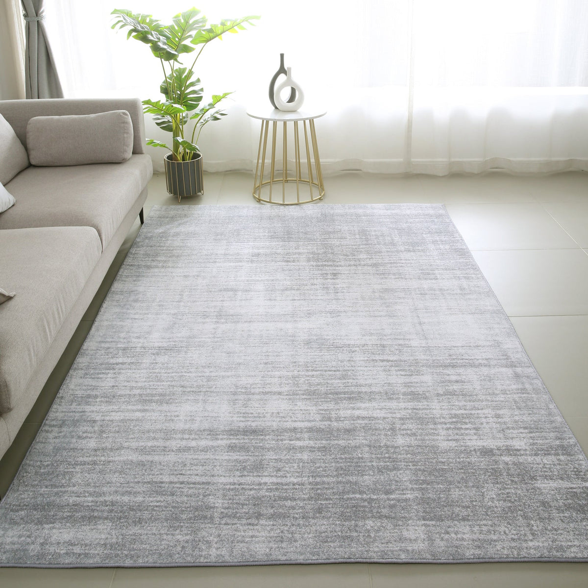 Tapis XXL gris chiné effet laine, 400 x 200 cm