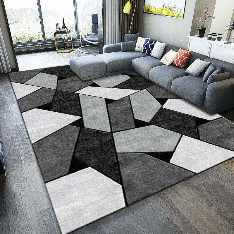 Grand tapis effet laine motif géométrique, 300 x 200